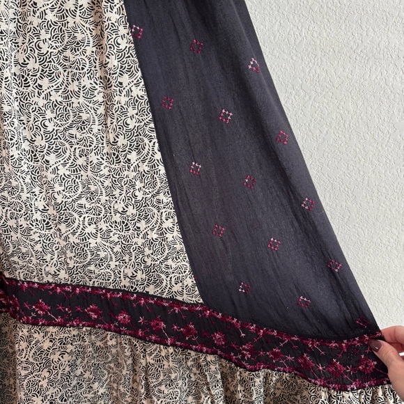 Free People Women's Not Your Grandmas Patchwork Embroidered Maxi Skirt Size M - Picture 4 of 12